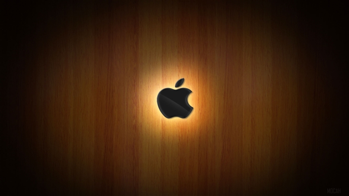 Apple Logo on Wooden Background 4K