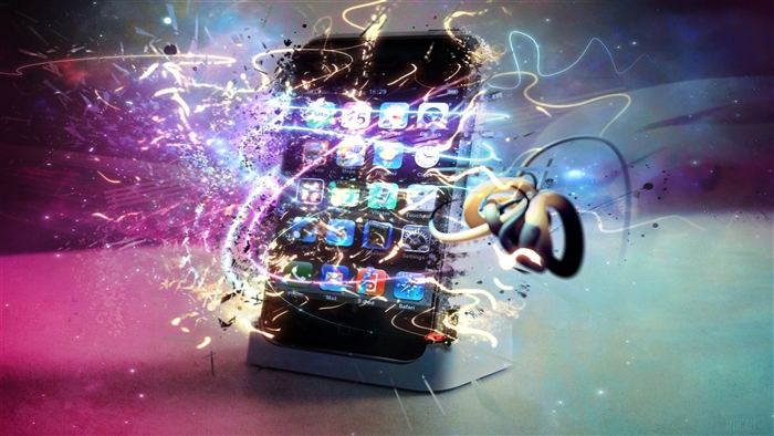 iPhone with abstract energy explosion 4K