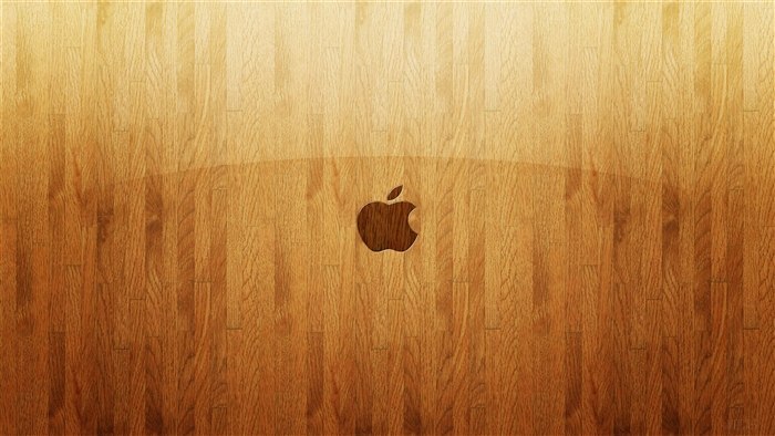 Apple Logo on Wooden Texture 4K