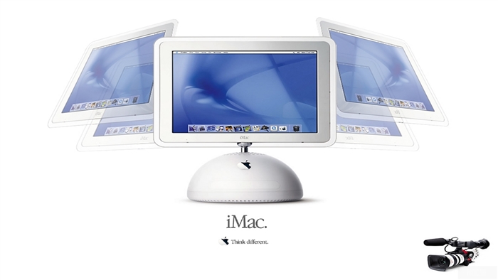 Apple iMac G4 with "Think different." slogan