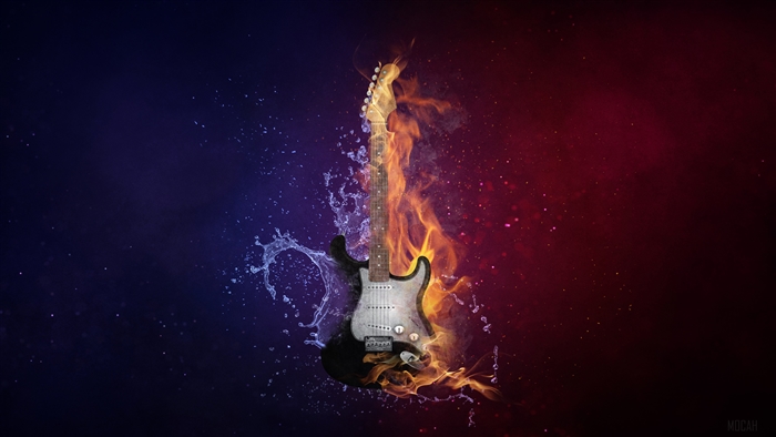 Guitar with Fire and Water 4K