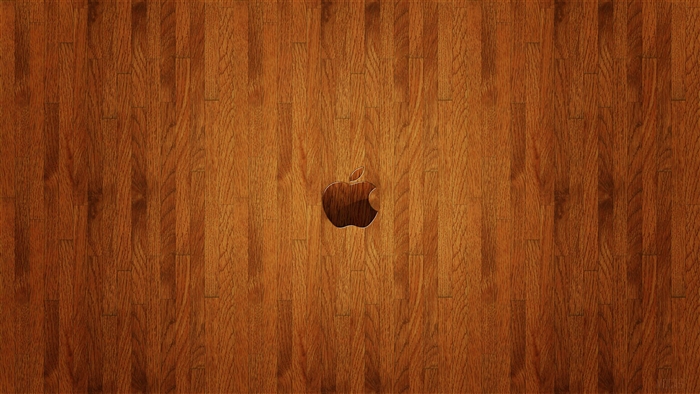 Apple Logo on Wooden Texture 4K