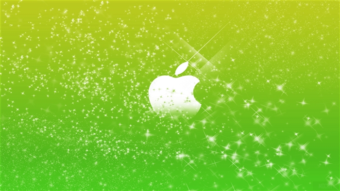 Apple Logo with Green Glitter 4K