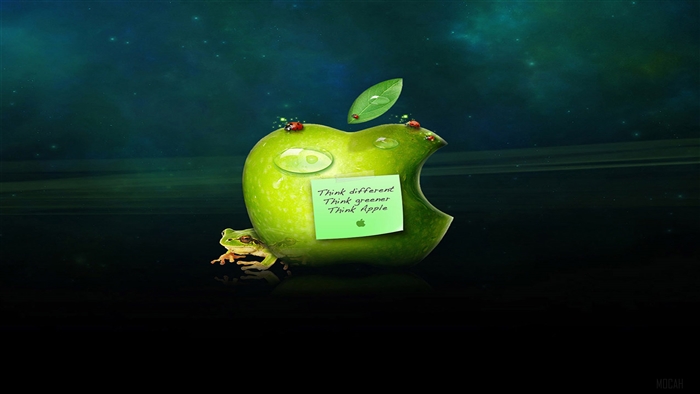 Green Apple with Frog and Ladybugs 4K
