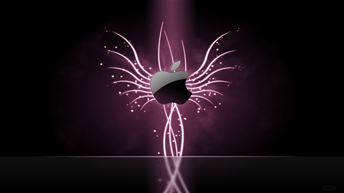 Apple Logo with Pink Glow and Sparkles