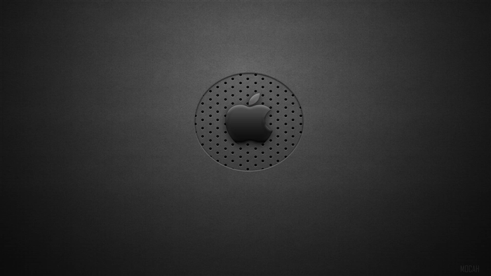 Apple logo on a dark perforated surface