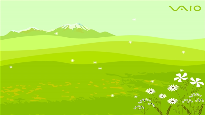 Sony VAIO 4K landscape with mountains and flowers