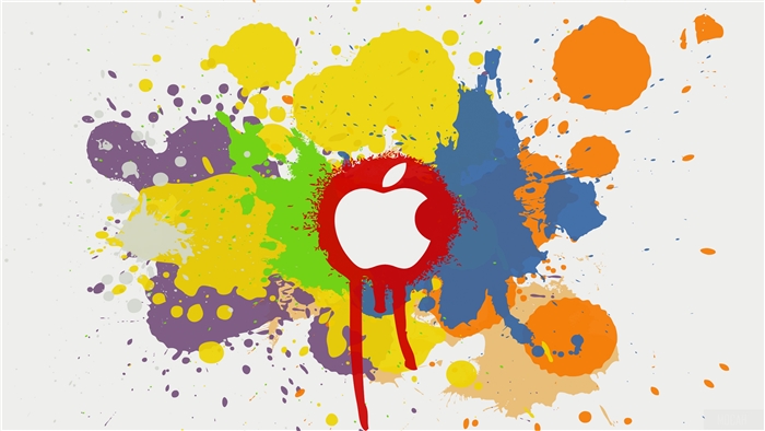 Apple Logo with Colorful Paint Splatters 4K