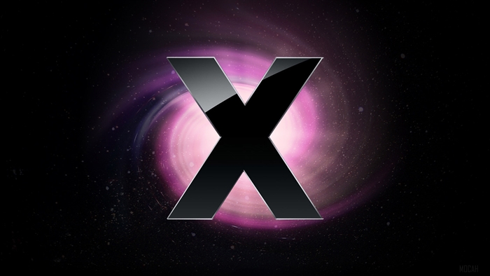 Apple OS X logo with galaxy background