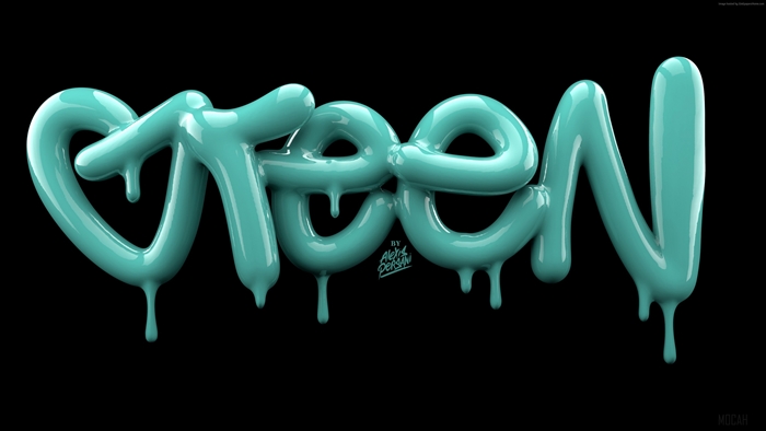 3D Teal Drip Typography