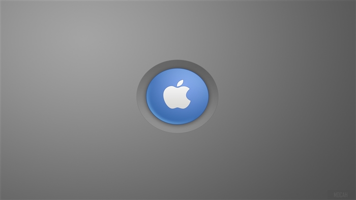 Apple logo on a blue circle