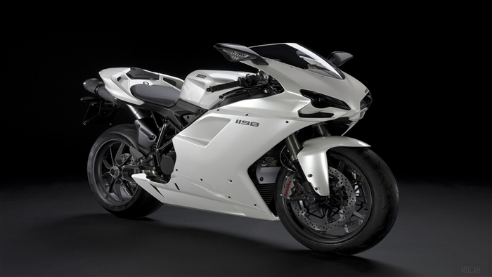 White Ducati 1198 Motorcycle 4K