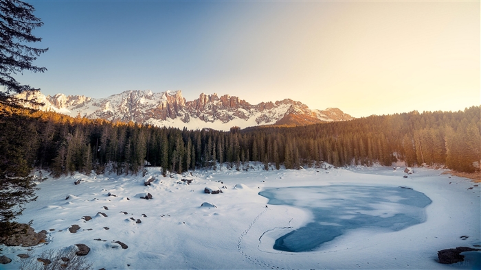 Karersee Lake Winter Italy