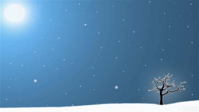 Winter scene with moon and tree 4K