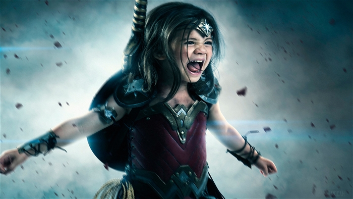 Young girl dressed as Wonder Woman