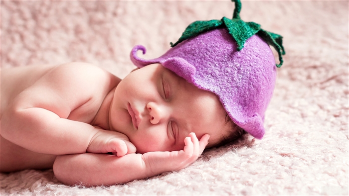Cute Sleeping Newborn Baby in Flower Hat 4K