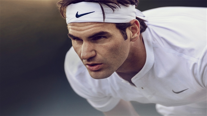 Roger Federer wearing Nike headband and shirt