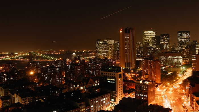 Manhattan Downtown at Night 4K