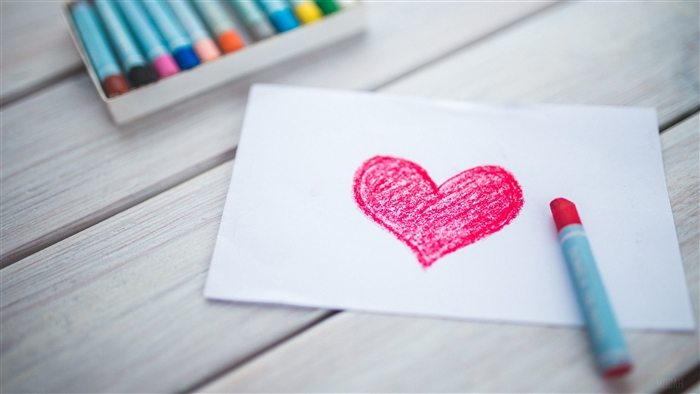 Red Heart Sketch with Crayons 4k