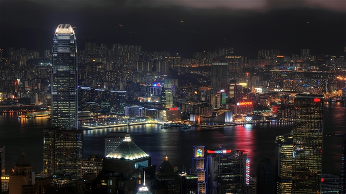 Hong Kong Skyline at Night 4K