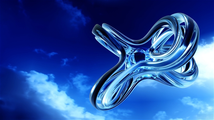 Abstract Blue Sculpture in Sky 4K