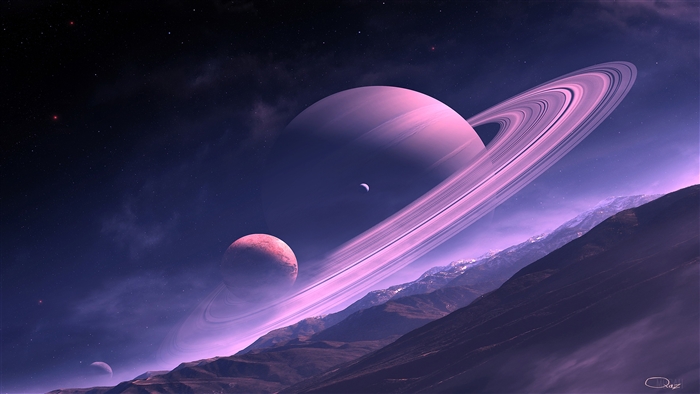 Saturn with Rings and Moons in Dreamy 4K