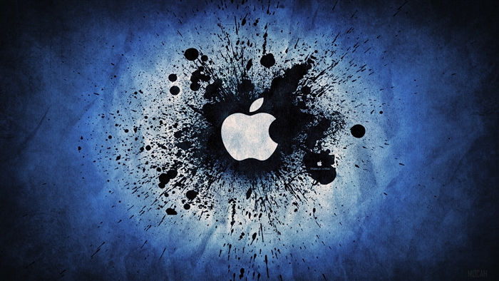 Apple Logo with Blue Splatter 4K