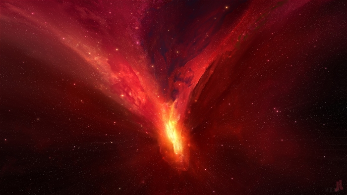 Red Nebula and Stars 4K