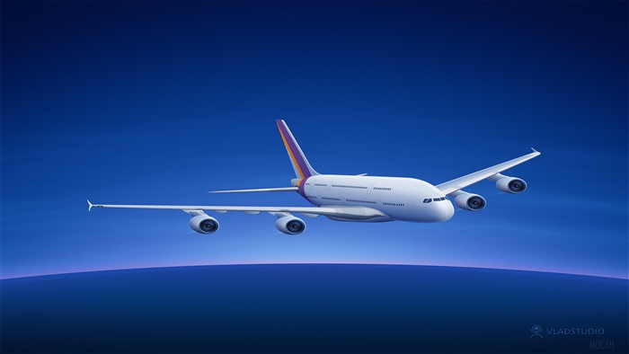 Airbus A380 flying over Earth 4K