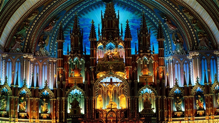 Notre Dame Basilica interior, Montreal, Canada 4K
