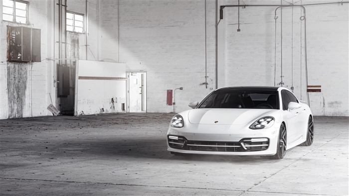 White Porsche Panamera Turbo on Rotiform wheels 4K