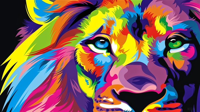 Colorful Lion Artwork 4K