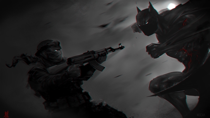 Batman vs Soldier with AK-47 4K