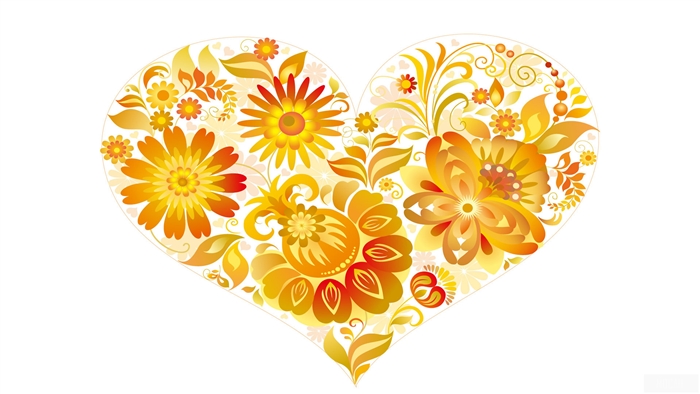 Heart with Golden Flowers 4K