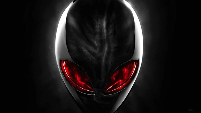 Alien head with red eyes 4K