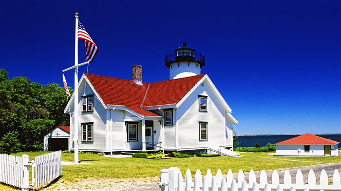 West Chop Lighthouse with American Flag