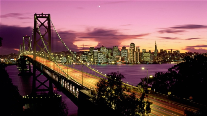 Bay Bridge and San Francisco Skyline at Dusk 4K