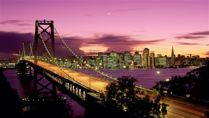 San Francisco Bay Bridge at Dusk 4K
