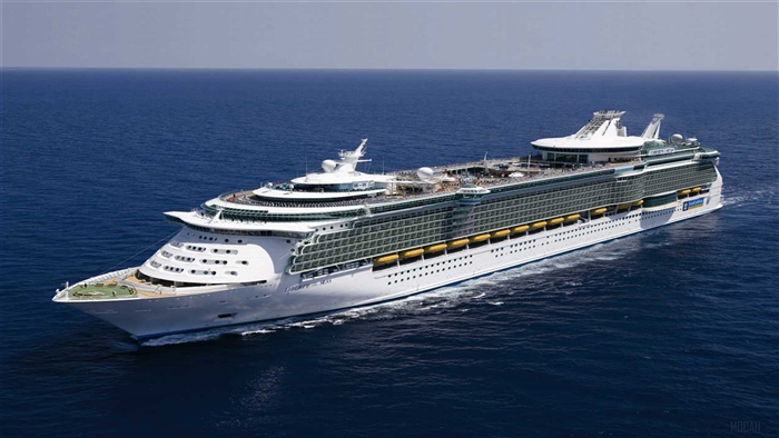 Royal Caribbean cruise ship on the ocean 4K