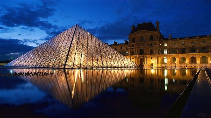 Louvre Pyramid at Night, Paris, France 4K