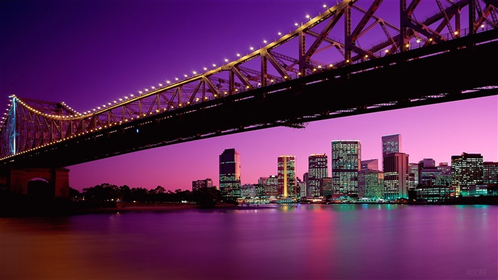 Story Bridge and Brisbane City Skyline at Dusk 4K