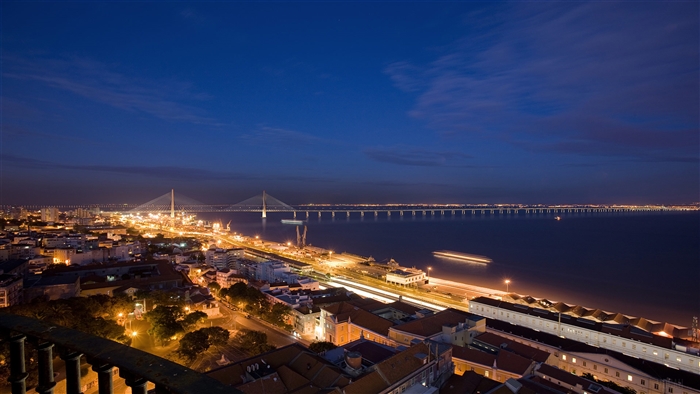 Lisbon Bridge at Night 4K