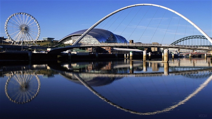 Millennium Bridge and Tyne River, England 4K