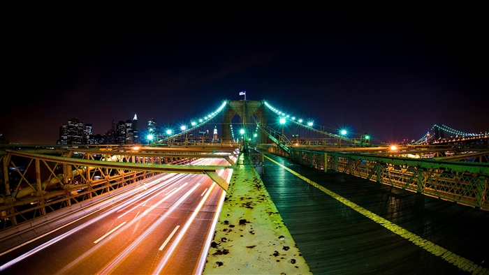 Brooklyn Bridge at Night with City Skyline