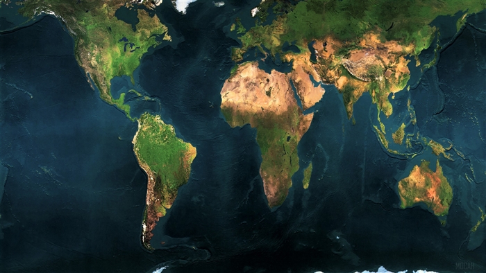 Earth World Map in 4K Dual Monitor View