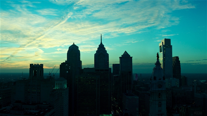 Philadelphia skyline at sunrise 4K