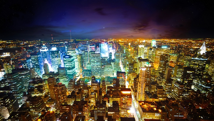 New York City Skyline at Night 4K