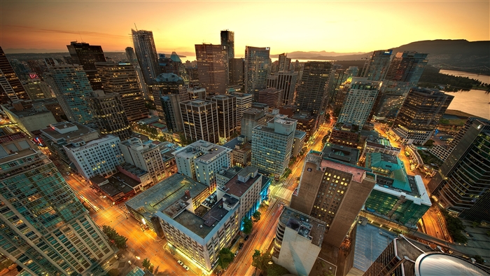 Vancouver Cityscape at Sunset 4K