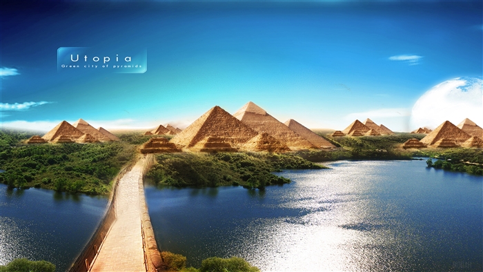 Utopia Green City of Pyramids 4K