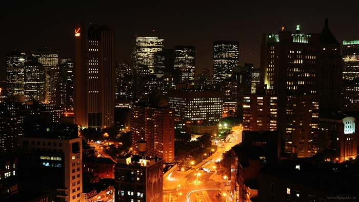 Downtown Manhattan Skyline at Night 4K